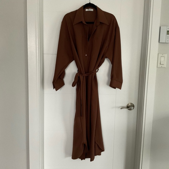 STORETS LONG DRESS COAT IN BROWN - Picture 7 of 7